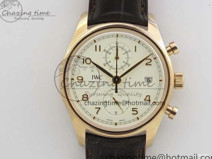 MIROTIME 0321 Lightweight Portugieser Chrono  42 IW390406 RG ZF 1:1 Best Edition White Dial on Brown Leather Strap A 7123